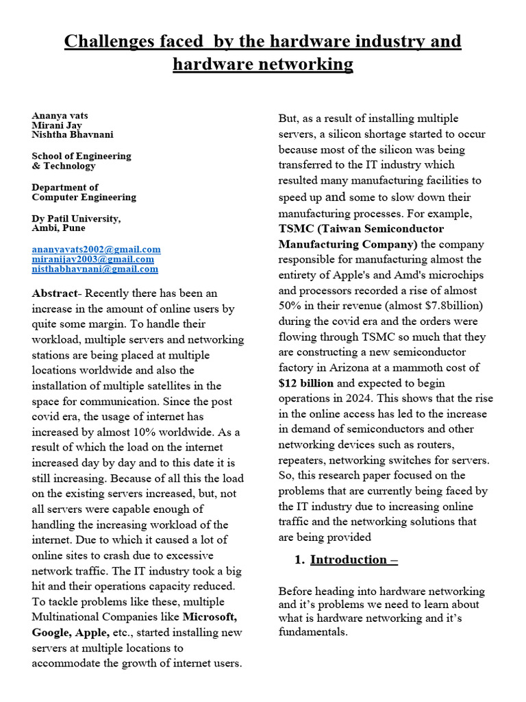 Challenges in Hardware Industry | PDF | Data Center | Cloud Computing