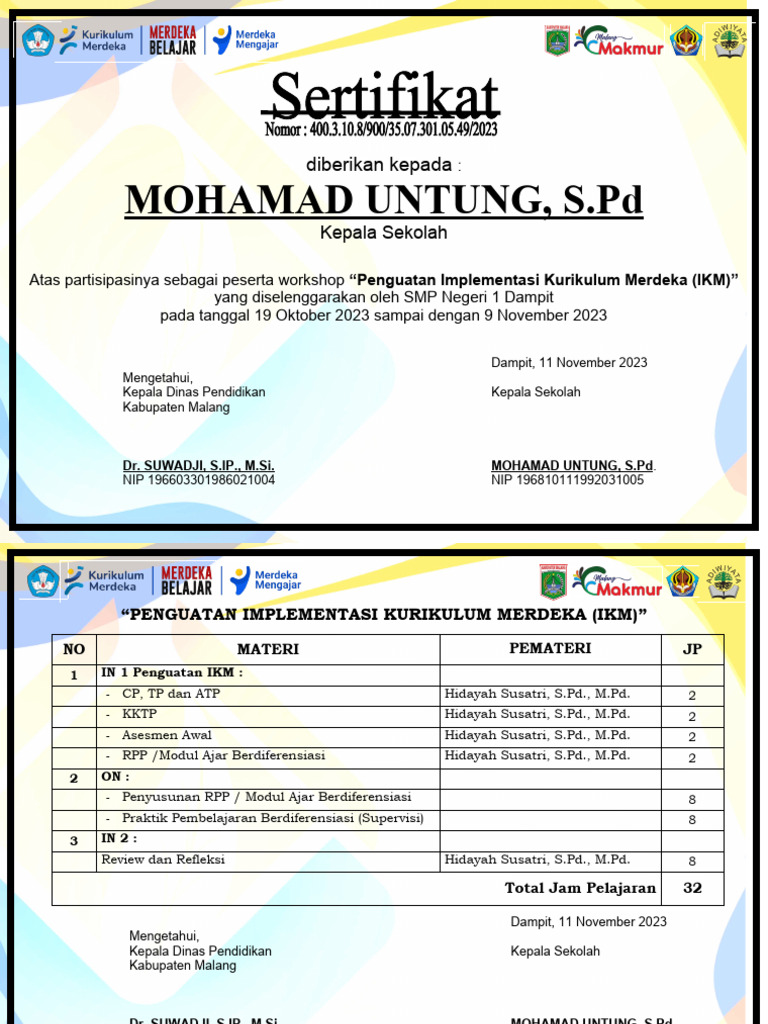 Sertifikat Workshop Kurikulum Merdeka | PDF