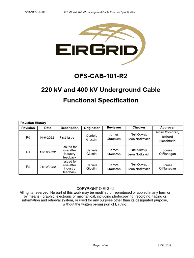 OFS CAB 101 R2 220 KV and 400kV Underground Cable | Download Free PDF ...
