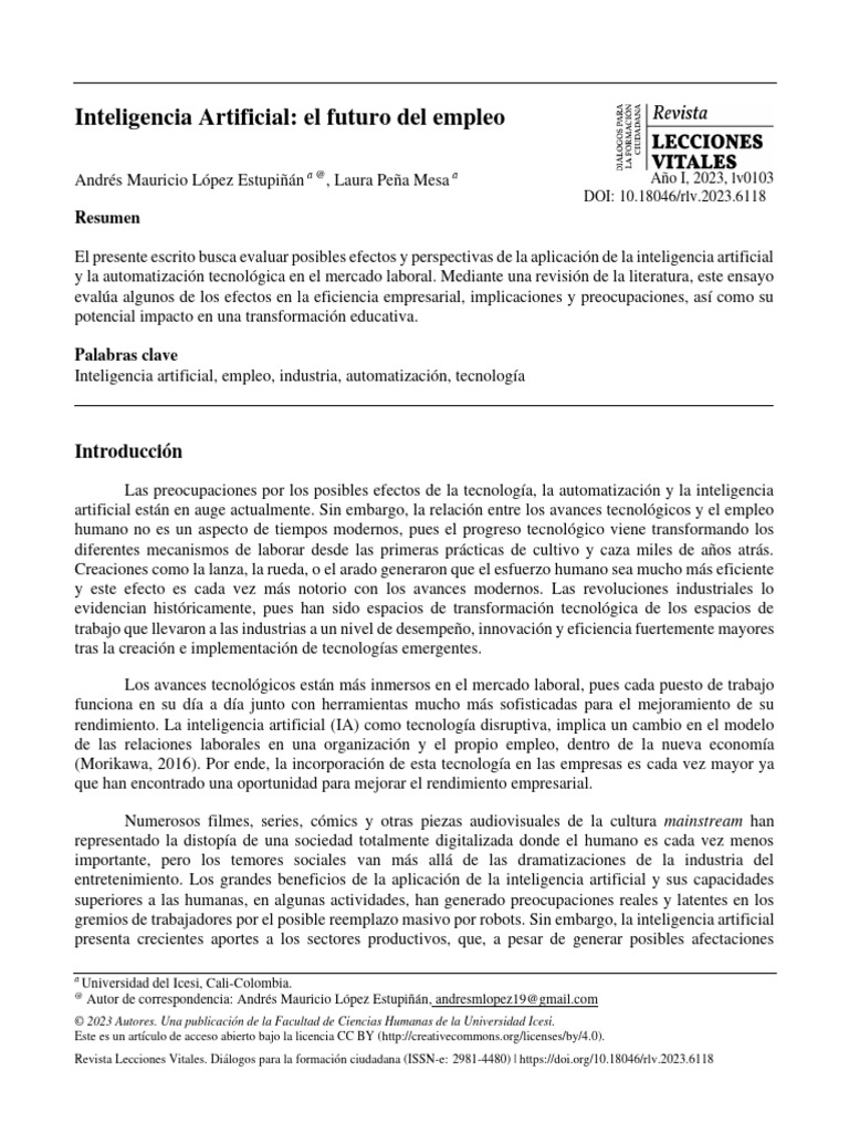 Impacto de la IA en el Empleo y Educación | PDF | Inteligencia ...