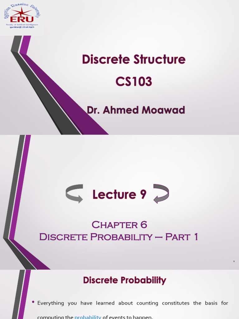Lecture 9 - Discrete Structure - Discrete Probability - Part 1 | PDF ...