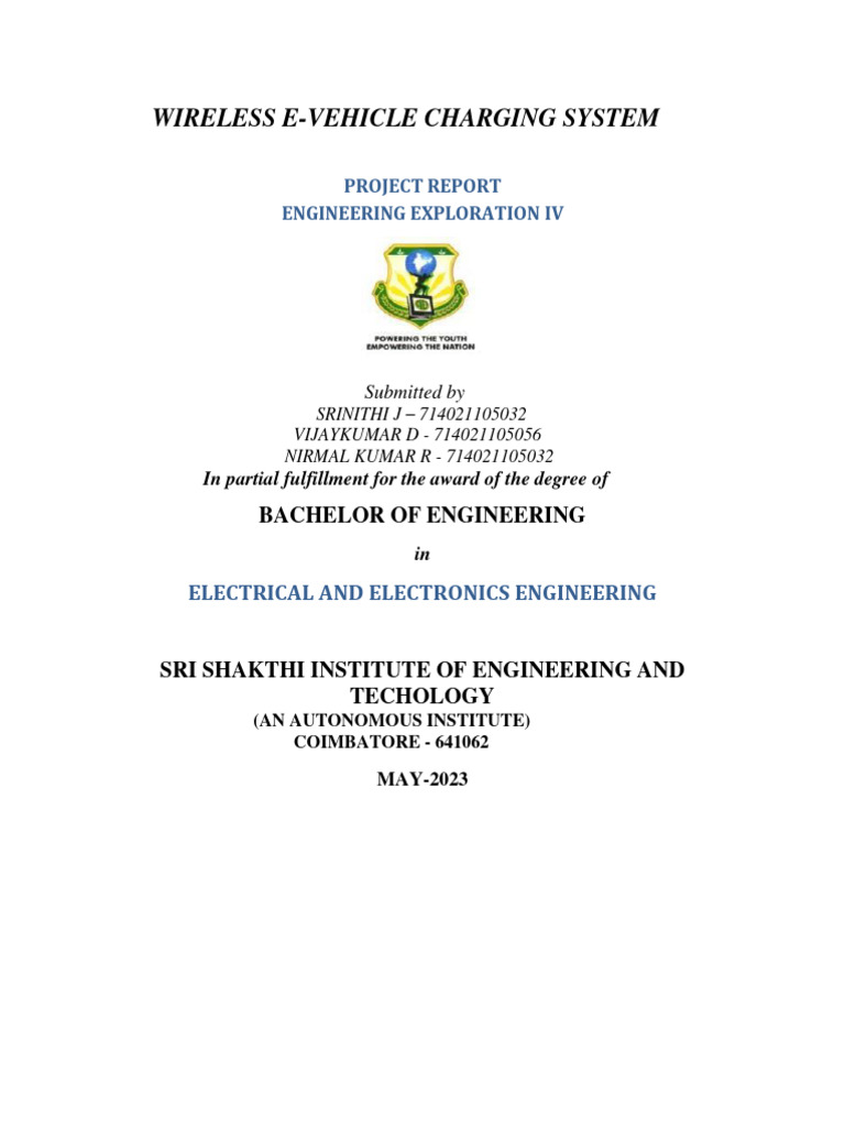 Wireless EV Charging System Report | PDF | Inductor | Transformer