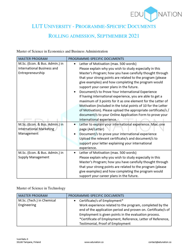 Master's Program Admission Requirements | PDF | Motivation | Motivational
