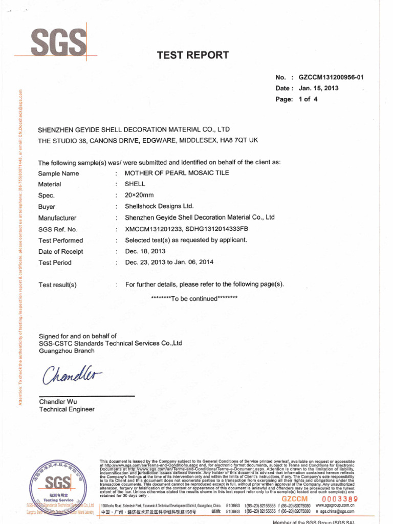 SGS Certificate | PDF