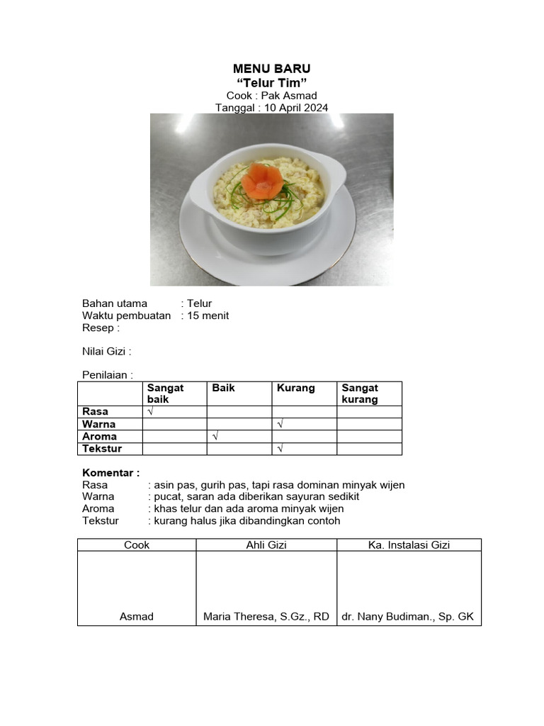 MARIA - Percobaan Menu Baru | PDF