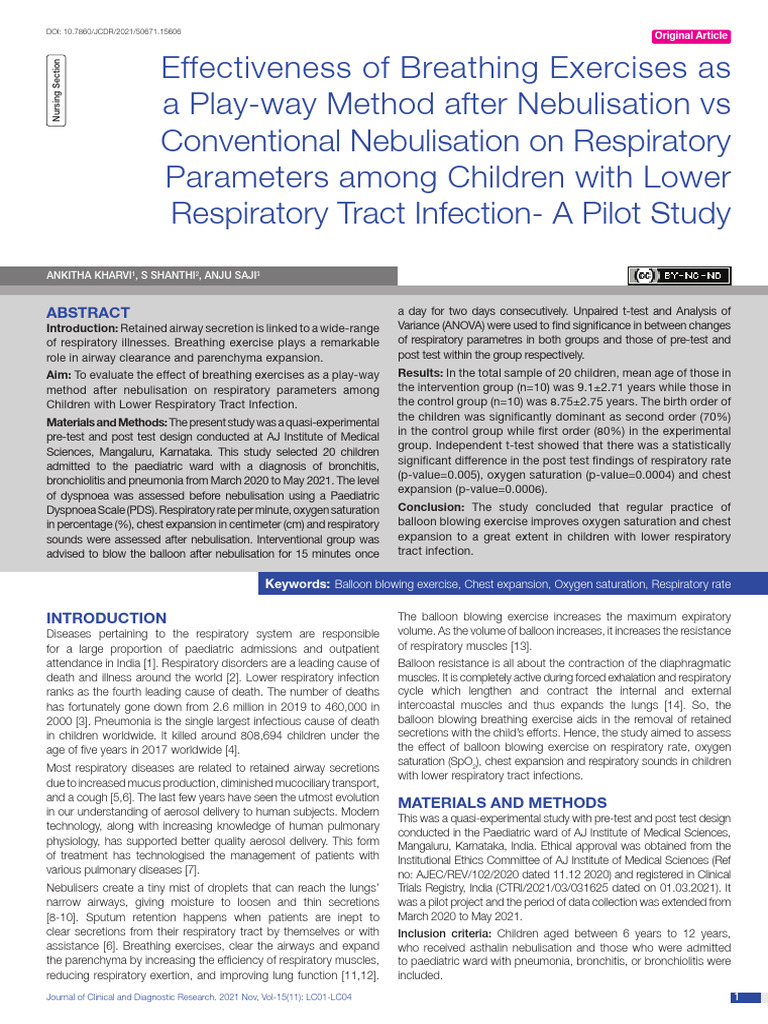 Breathing Exercises Improve Children's Lung Health | PDF | Respiratory ...