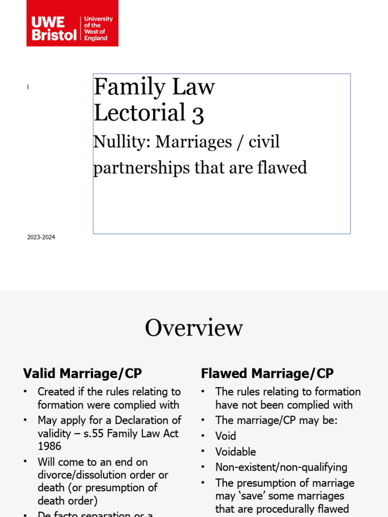Understanding Nullity in Family Law | PDF | Annulment | Social Conventions