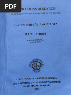 Three - Operations Research Lecture Notes For Aaoc c312 Part Three