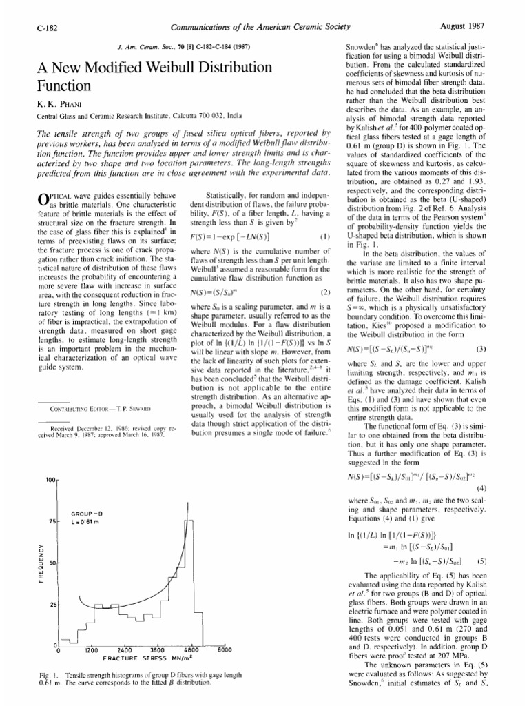 Modified Weibull Distribution for Fiber Strength | PDF | Fracture ...