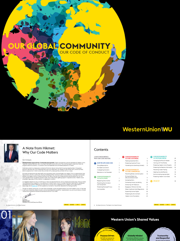 Western Union Code of Conduct Overview | PDF | Sexual Harassment | Privacy