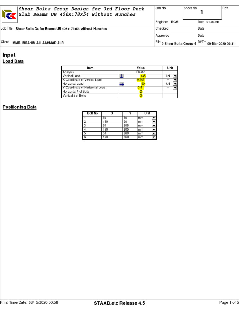Shear Bolt Design for UB 406x178x54 | PDF | Beam (Structure) | Building ...