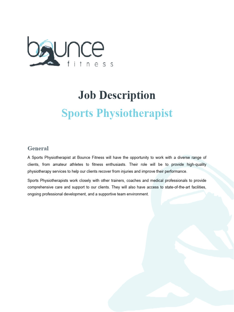 Job Description Sports Physiotherapist Download Free PDF Physical