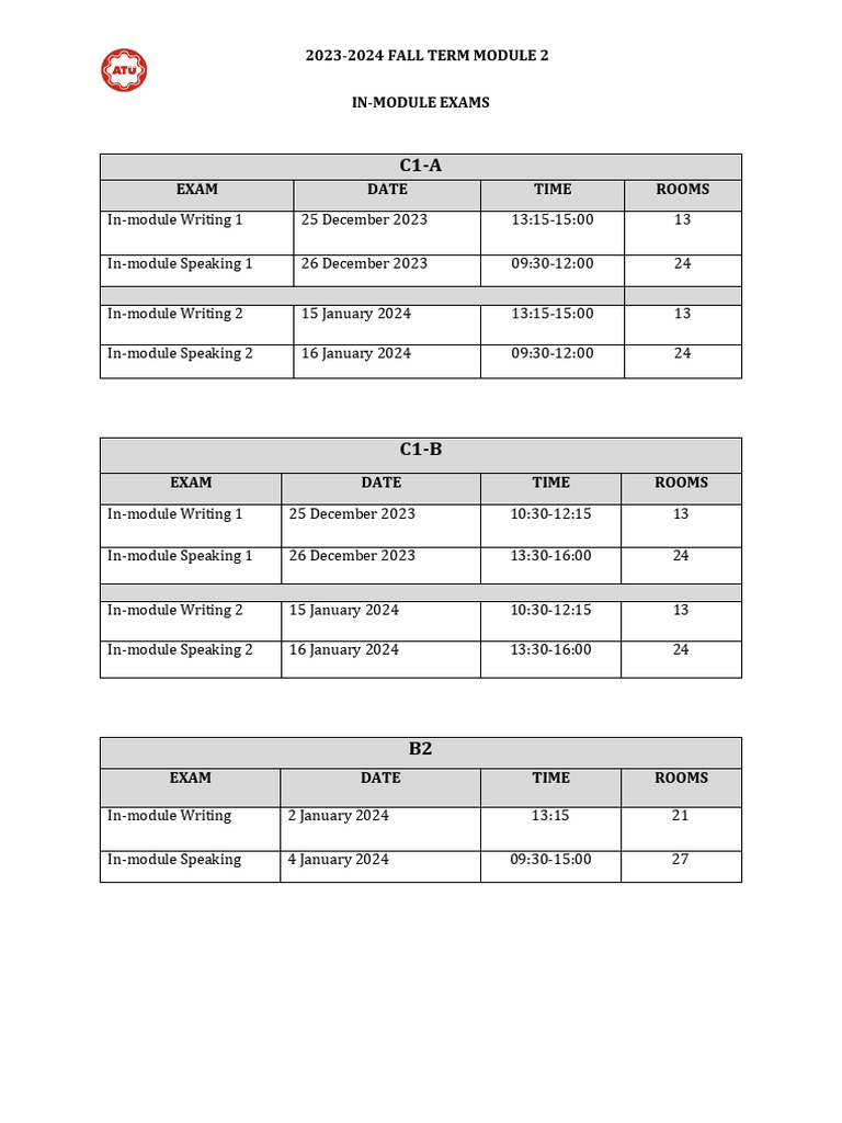 Module 2 Exam Dates | PDF