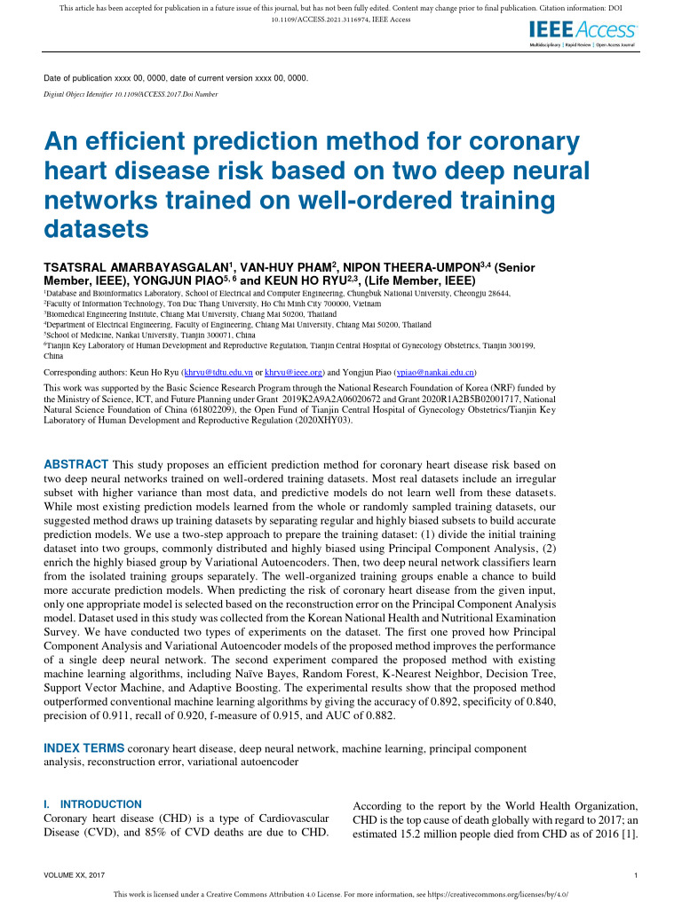An Efficient Prediction Method For Coronary Heart | PDF | Deep Learning ...