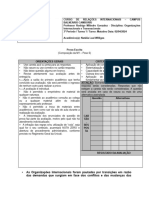 PROVA DE Organizações Internacionais 