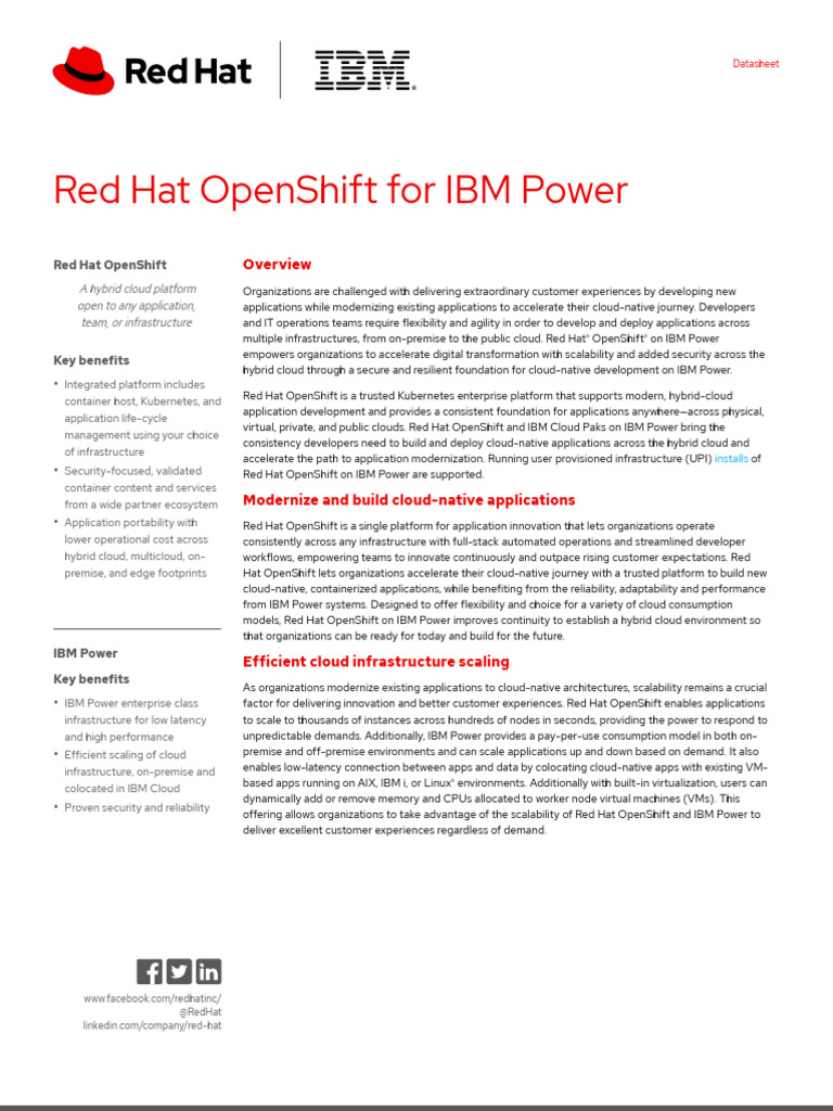 Pa Openshift Ibm Power Systems Datasheet f28251 202104 en - 2 | PDF ...