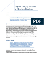 Understanding and Applying Research Paradigms in Educational Contexts