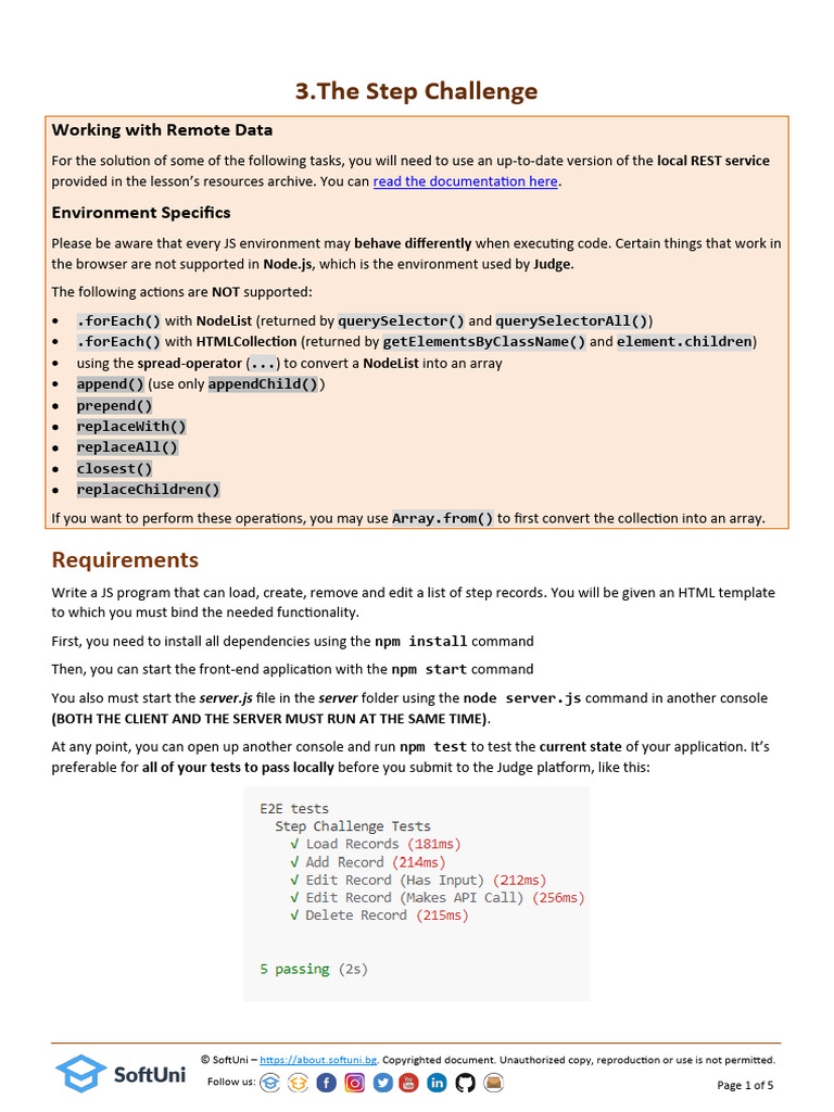03.the Step Challenge Description | PDF | Computing | Software
