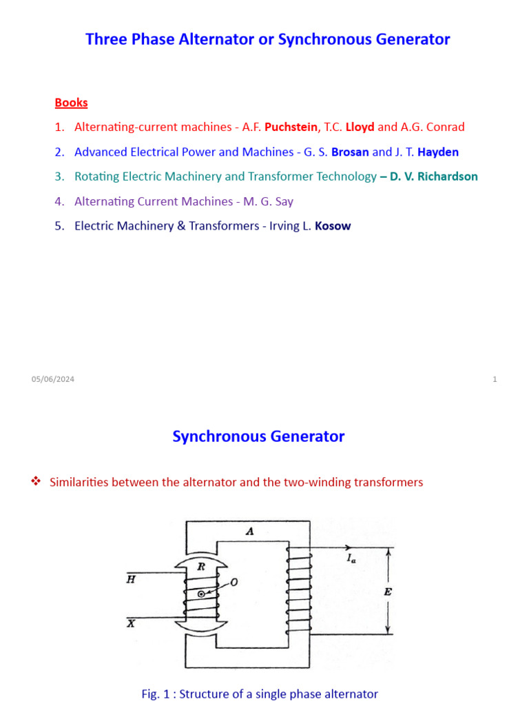 2 Synchronous Machines 09 - 09 - 2022 | PDF | Inductor | Electric Generator