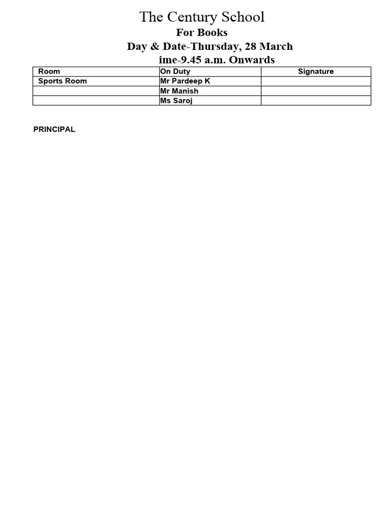 Duty ChartBOOKS 28 March PDF