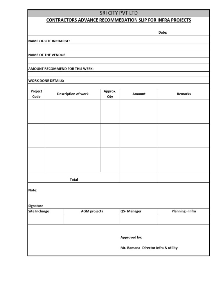 Weekly Advance Format | PDF
