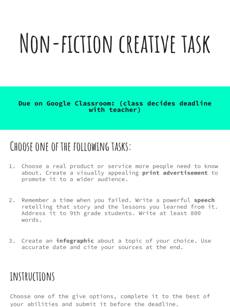 Creative Non Fiction Task Guidelines Pdf Grammar Knowledge