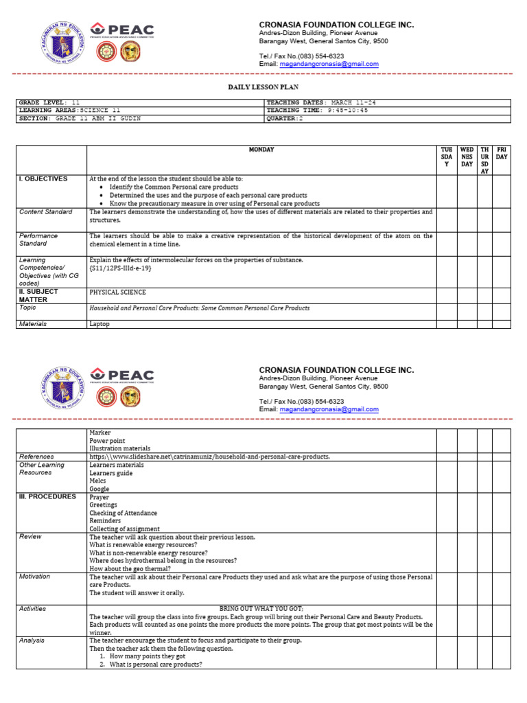 Personal Care Products in Chemistry Lesson | PDF | Cosmetics