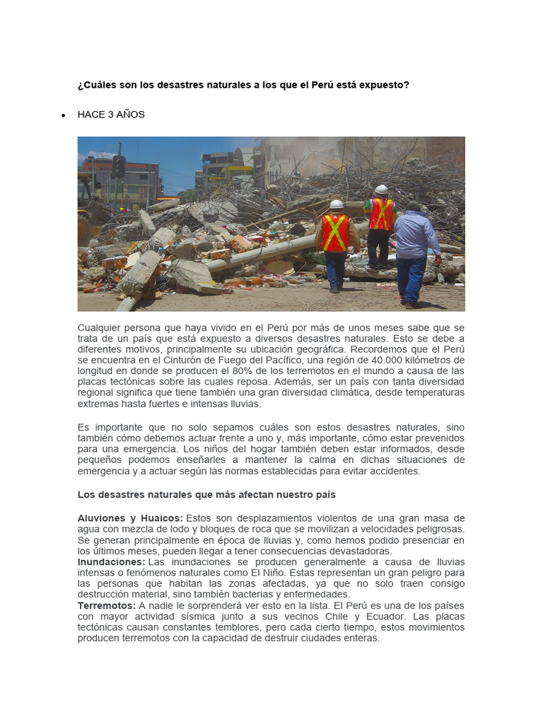 Desastres Naturales en Perú: Prevención y Riesgos | PDF | Tsunami ...