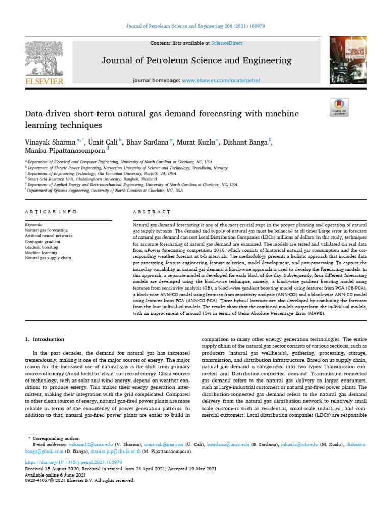 Short-Term Natural Gas Demand Forecasting | PDF | Artificial Neural ...