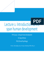 Lecture 1 - Intro To Life Span Human Development