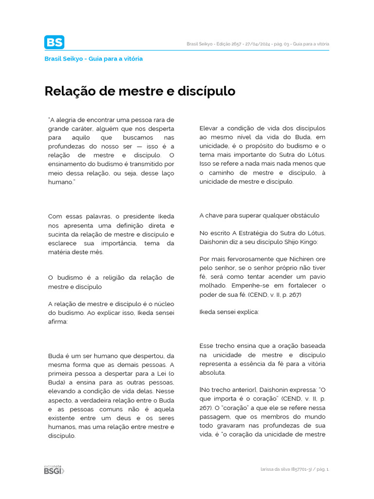 Relação de Mestre e Discípulo no Budismo | PDF | Fé | Oração