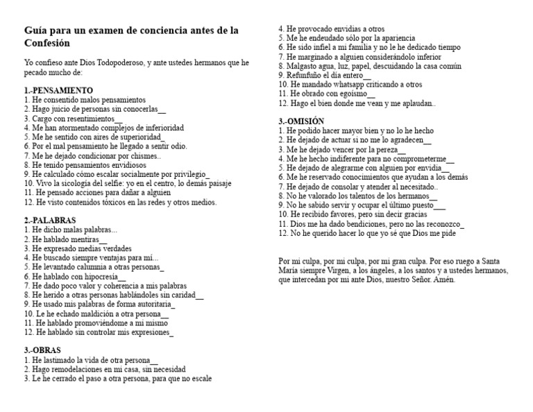 Guía Para Un Examen de Conciencia | PDF | Culpa (emoción)
