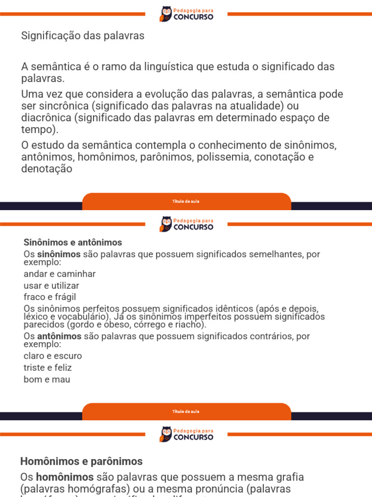 Significação Das Palavras - Semântica | Download grátis PDF ...