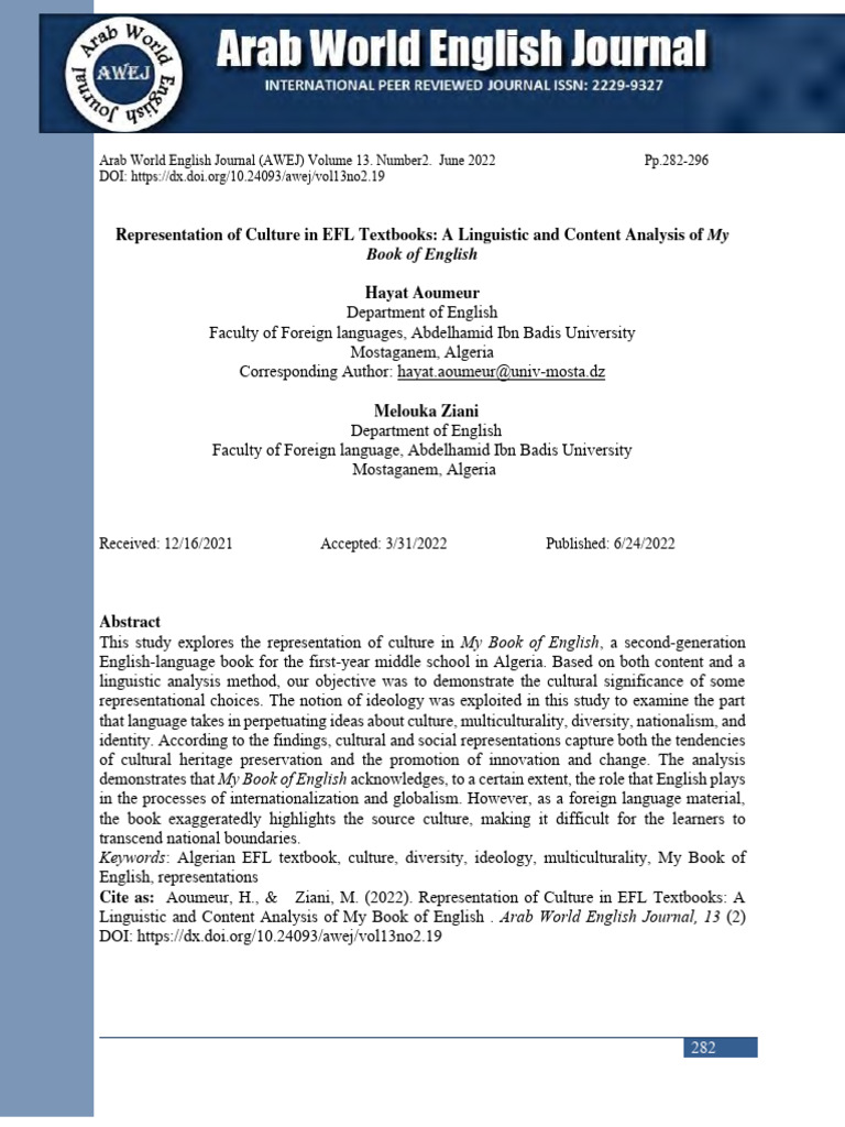Cultural Representation in EFL Textbooks | PDF | Cross Cultural ...
