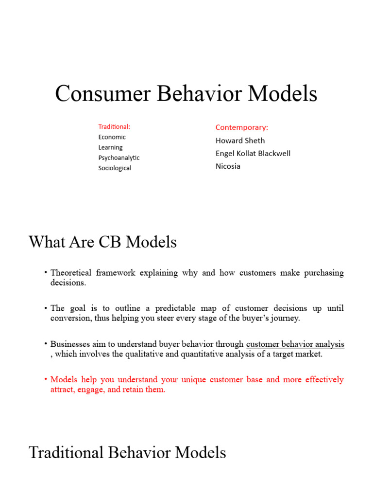 Overview of Consumer Behavior Models | PDF | Behavior | Consumer Behaviour