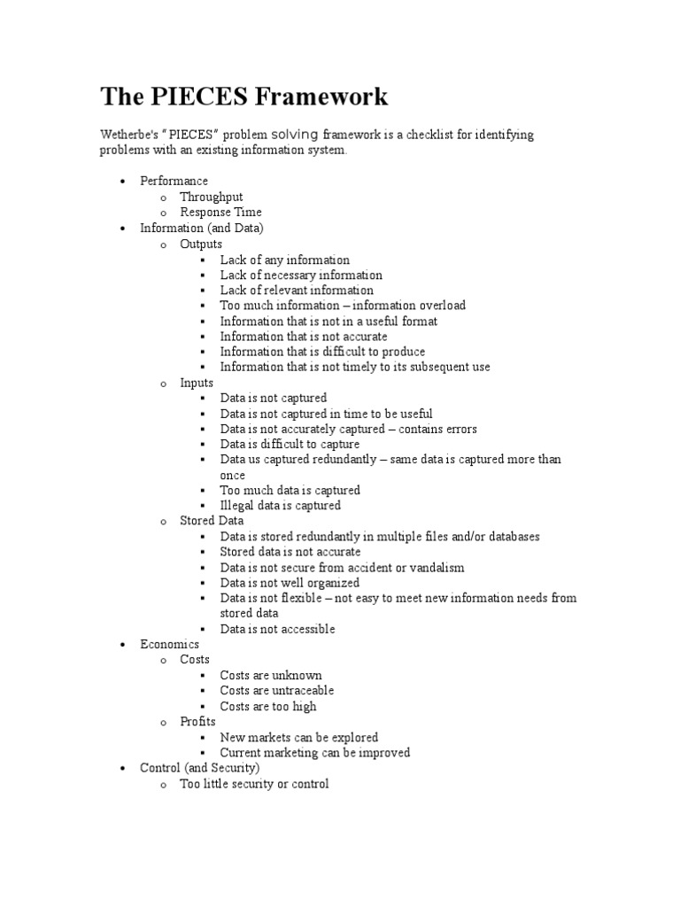 PIECES Framework PDF Information Data