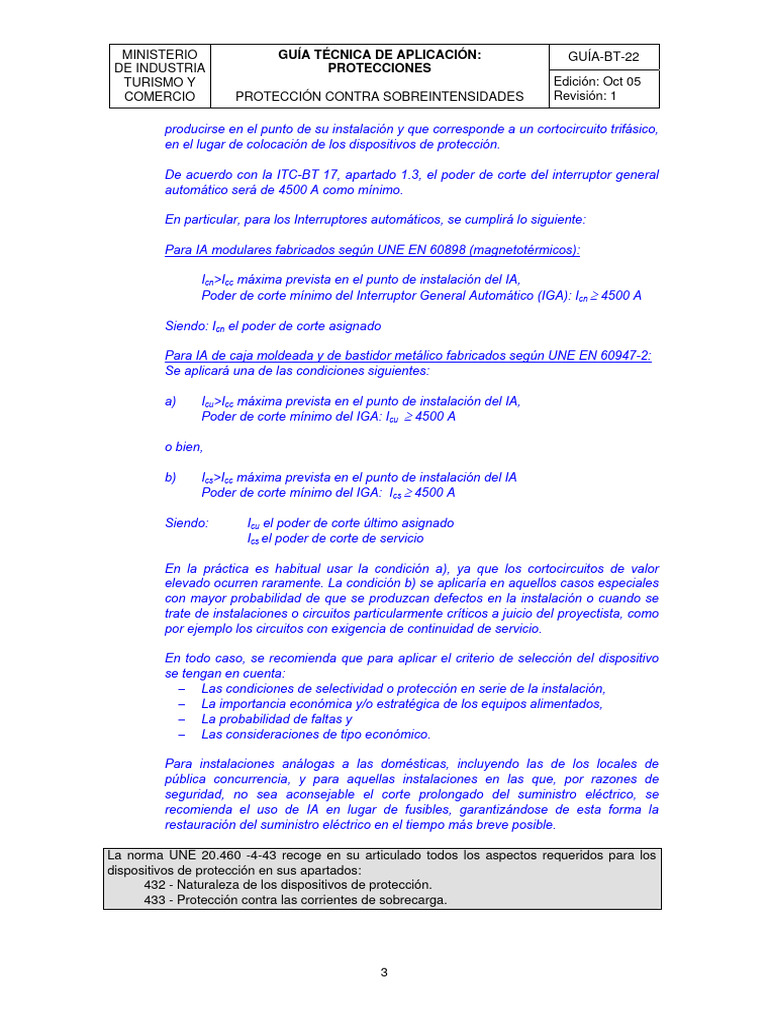 Guía Técnica ITC-BT-22: Protecciones | PDF | Bienes manufacturados ...