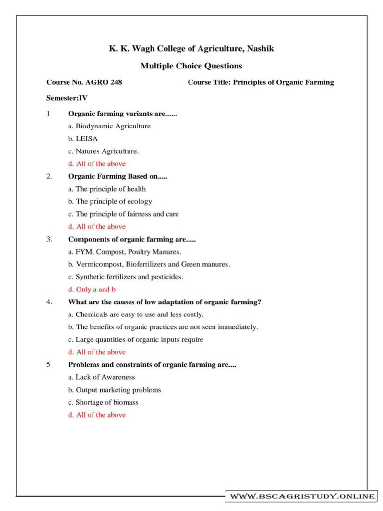 Agro 248 Objective Questions | PDF