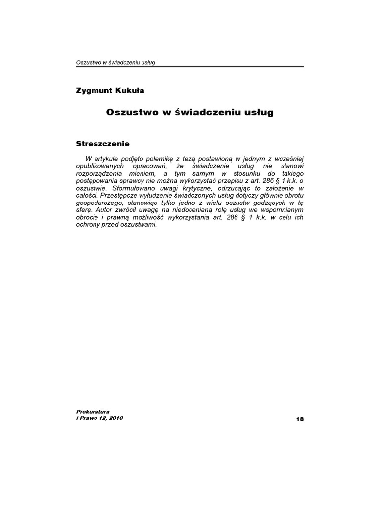 Oszustwo w wiadczeniu us ug pdf