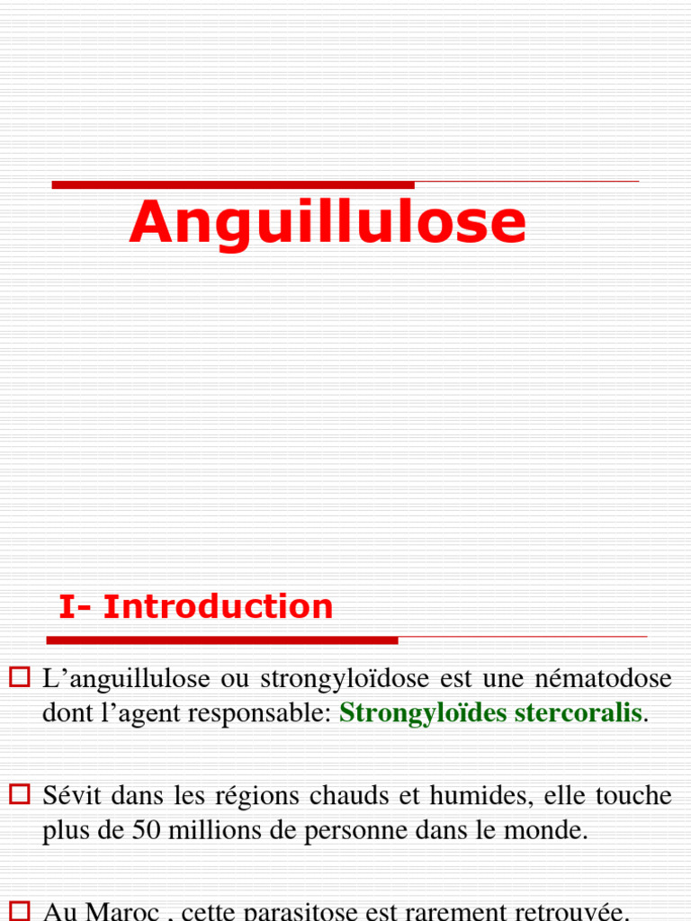 Anguillulose : Transmission et Traitement | PDF | Spécialités médicales ...