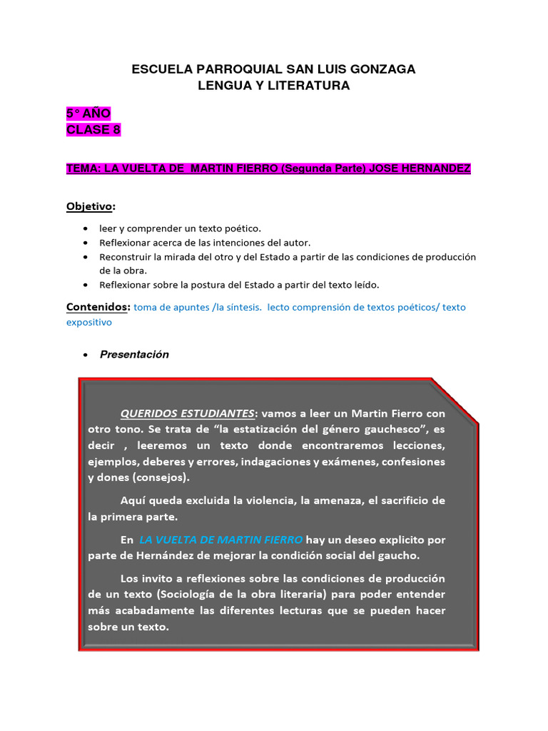 La Vuelta De Martin Fierro Canto I Al Xix Pdf