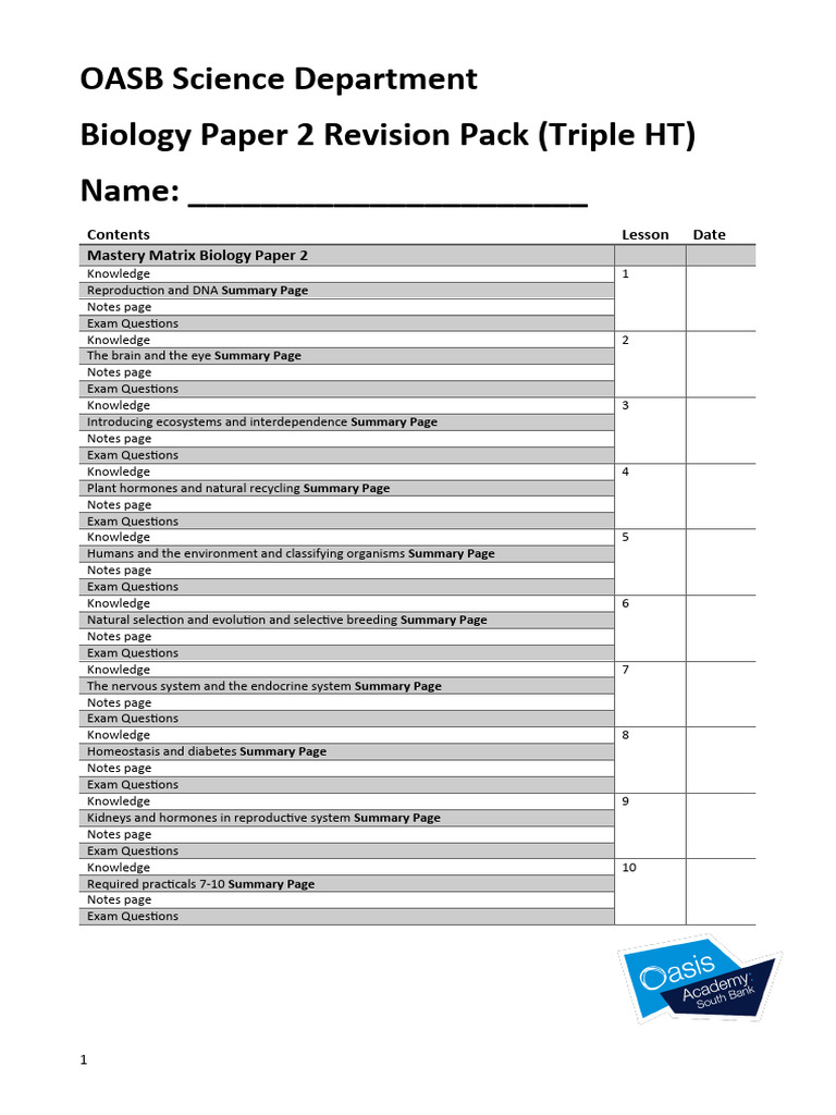 Biology 2 Booklet Pdf Reproduction Sexual Reproduction
