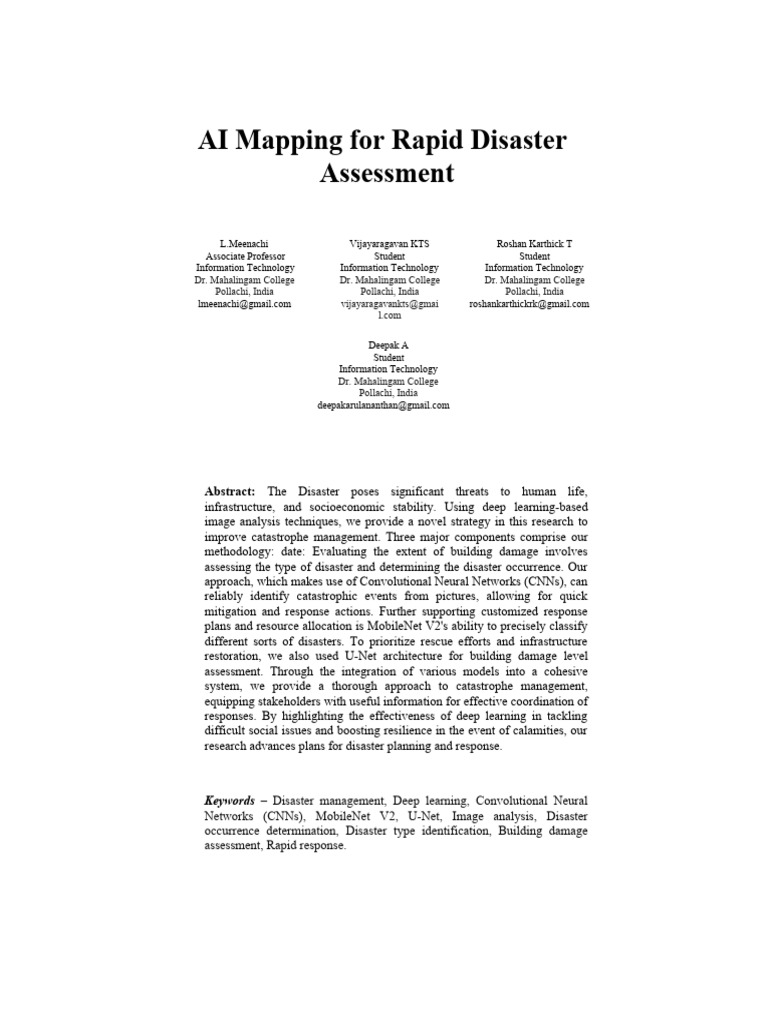 AI-Driven Disaster Assessment Techniques | PDF | Deep Learning ...