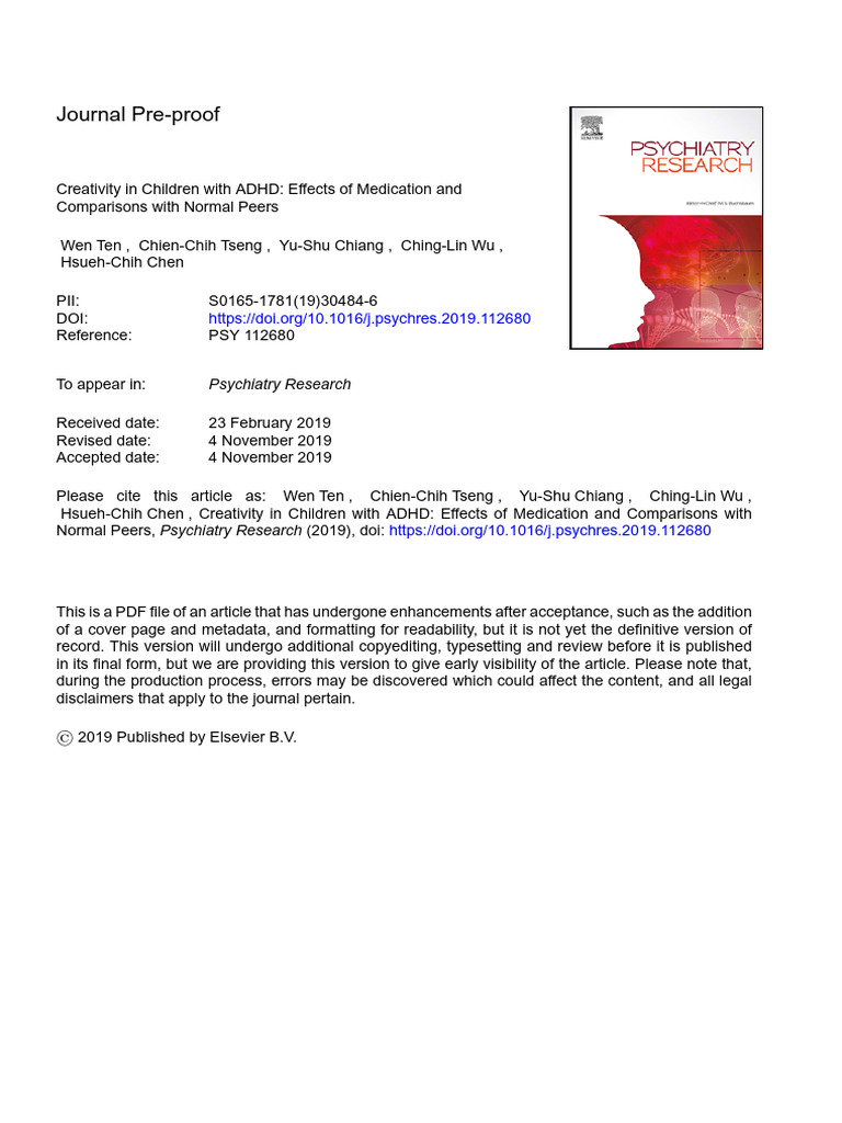 Creativity in Children With ADHD-Effects of Medication and Comparisons ...
