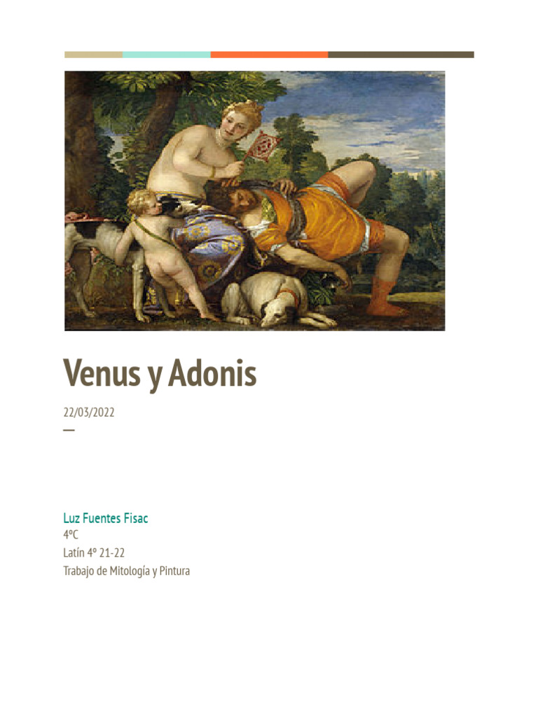 Mito y pintura de Venus y Adonis | PDF | Afrodita