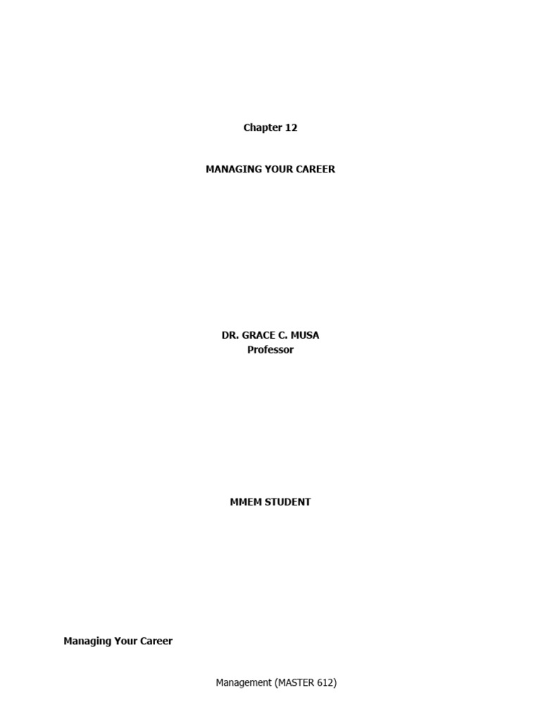 Mmem Management612 Career Management | PDF | Goal | Teachers