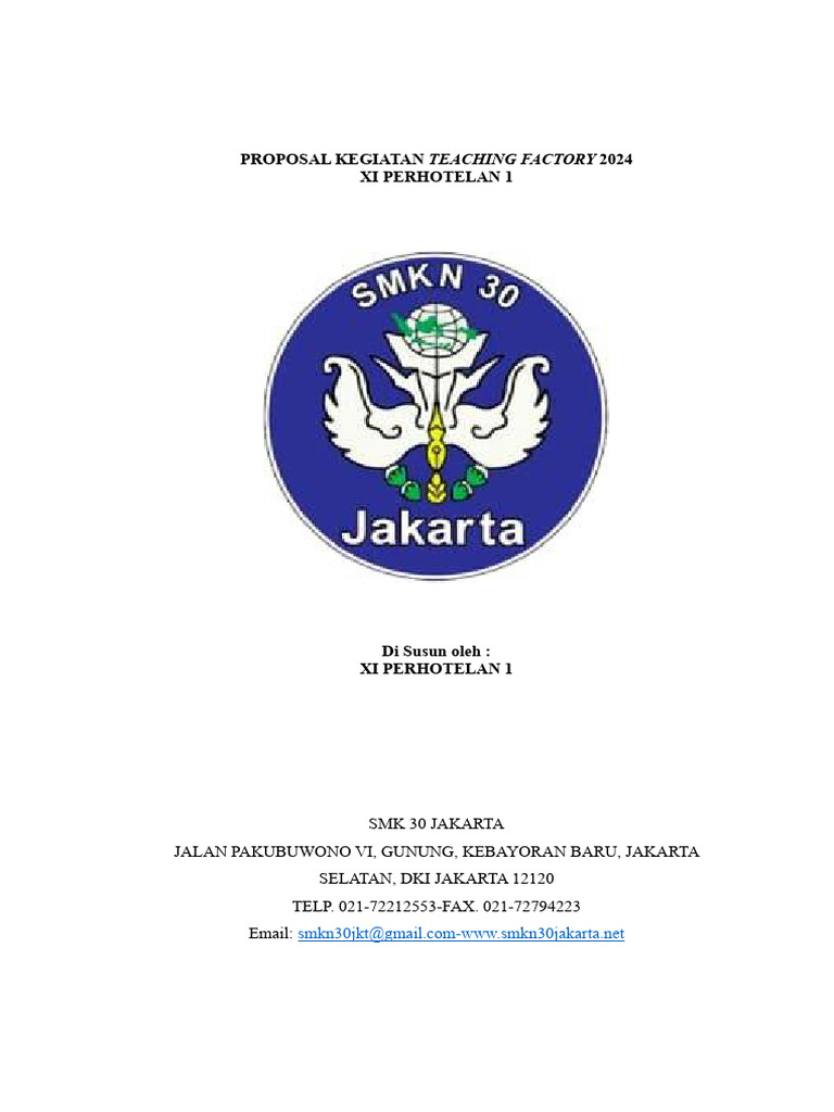 Proposal Teaching Factory SMK 30 Jakarta | PDF