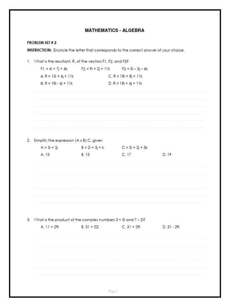 Problem Set Math Day 2 | PDF | Complex Number | Mathematics
