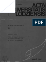 Acta Universitatis Lodziensis. Folia Linguistica 10. 1985