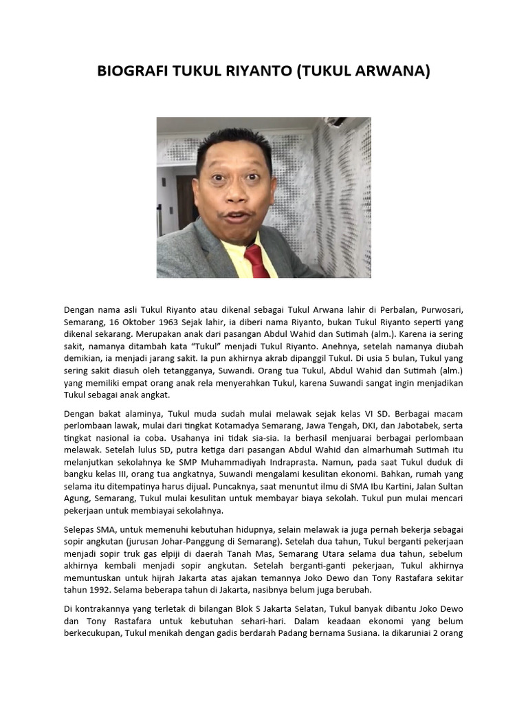 Biografi Tukul Arwana: Dari Riyanto ke Sukses | PDF